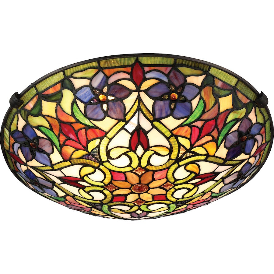 Quoizel Violets 2 Light Flush Mount, Large, Vintage Bronze
