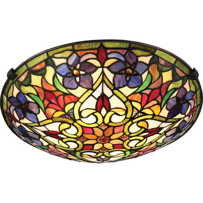 Quoizel Violets 2 Light Flush Mount, Large, Vintage Bronze
