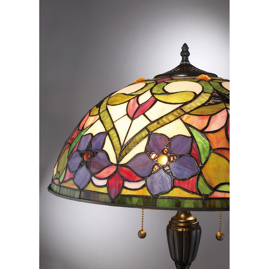 Quoizel Violets 2 Light Floor Lamp, Vintage Bronze