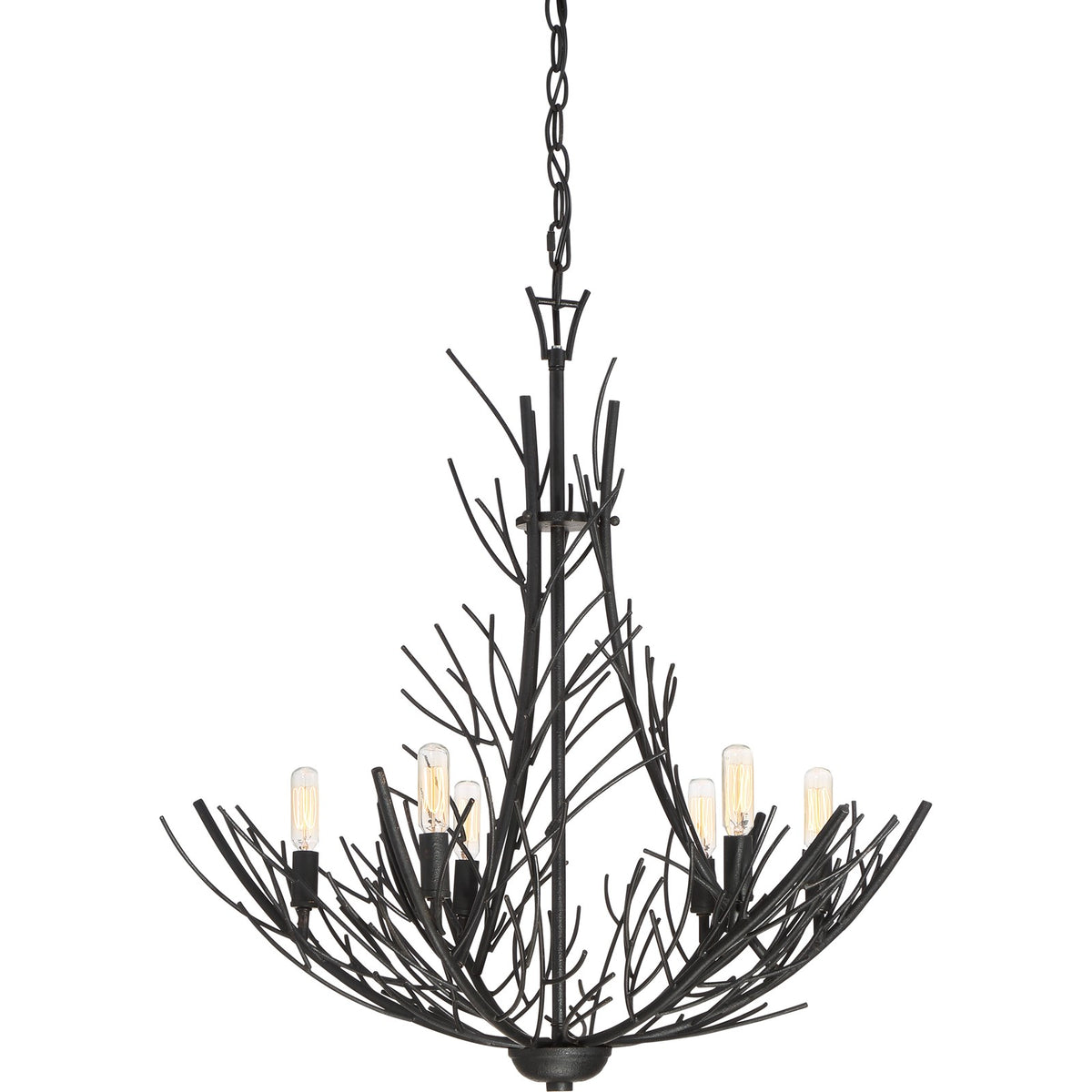 Quoizel Thornhill 26in 6-Light Chandelier | Nature-Inspired Marcado Black Steel | Dining Room & Foyer | 26 x 26 x 26.75 in | Model THL5006MK