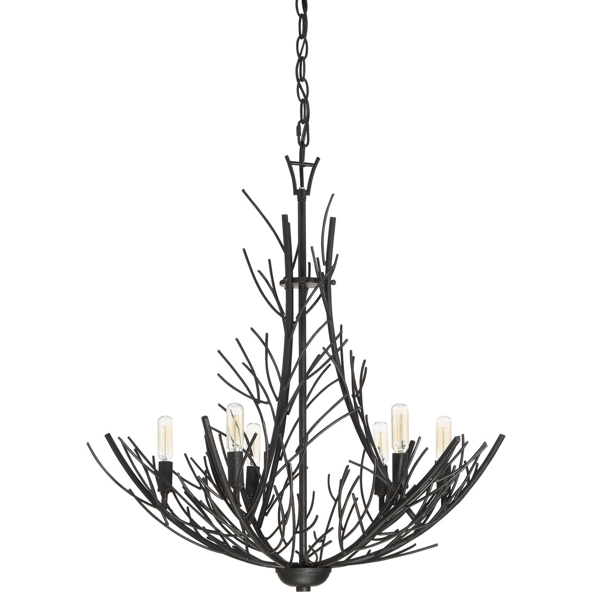Quoizel Thornhill 26in 6-Light Chandelier | Nature-Inspired Marcado Black Steel | Dining Room & Foyer | 26 x 26 x 26.75 in | Model THL5006MK
