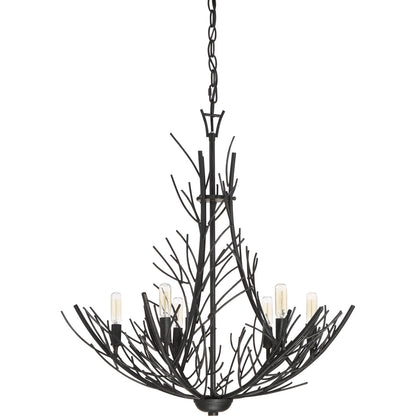 Quoizel Thornhill 26in 6-Light Chandelier | Nature-Inspired Marcado Black Steel | Dining Room & Foyer | 26 x 26 x 26.75 in | Model THL5006MK