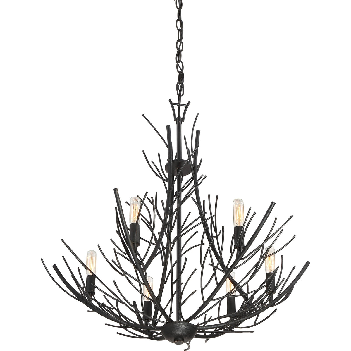 Quoizel Thornhill 26in 6-Light Chandelier | Nature-Inspired Marcado Black Steel | Dining Room & Foyer | 26 x 26 x 26.75 in | Model THL5006MK