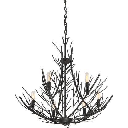 Quoizel Thornhill 26in 6-Light Chandelier | Nature-Inspired Marcado Black Steel | Dining Room & Foyer | 26 x 26 x 26.75 in | Model THL5006MK