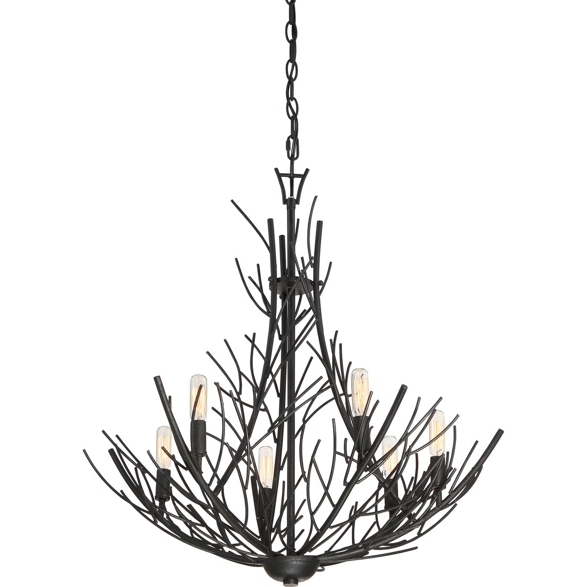 Quoizel Thornhill 26in 6-Light Chandelier | Nature-Inspired Marcado Black Steel | Dining Room & Foyer | 26 x 26 x 26.75 in | Model THL5006MK