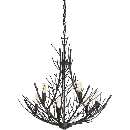 Quoizel Thornhill 26in 6-Light Chandelier | Nature-Inspired Marcado Black Steel | Dining Room & Foyer | 26 x 26 x 26.75 in | Model THL5006MK