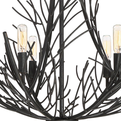 Quoizel Thornhill 26in 6-Light Chandelier | Nature-Inspired Marcado Black Steel | Dining Room & Foyer | 26 x 26 x 26.75 in | Model THL5006MK