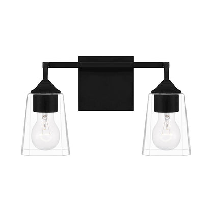 Quoizel Thoresby 2 Light Bath Vanity, Matte Black/Clear