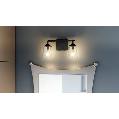 Quoizel Thoresby 2 Light Bath Vanity, Matte Black/Clear