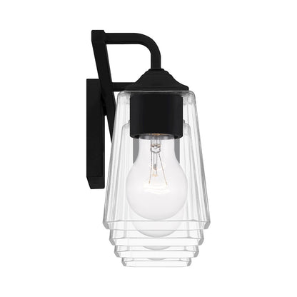 Quoizel Thoresby 31in 4-Light Vanity Light | Modern Matte Black and Clear Glass | Bathroom Vanity & Guest Bath | 31 x 5.25 x 8 in | Model THO8631MBK