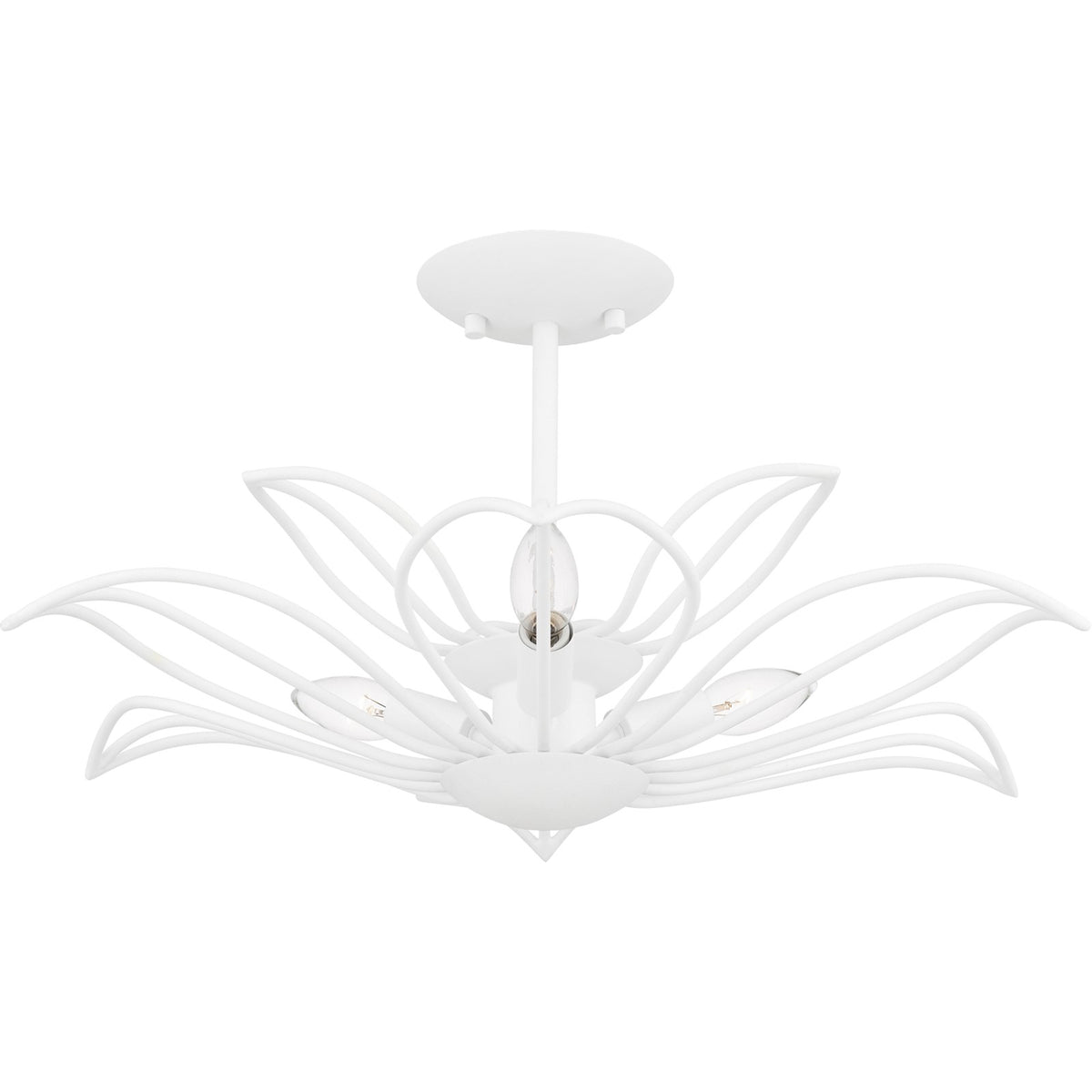 Quoizel Tallulah 22in 3-Light Semi-Flush Mount | Modern Sand White Steel Floral | Bedroom & Hallway Ceiling Light | Model TLH1722SW