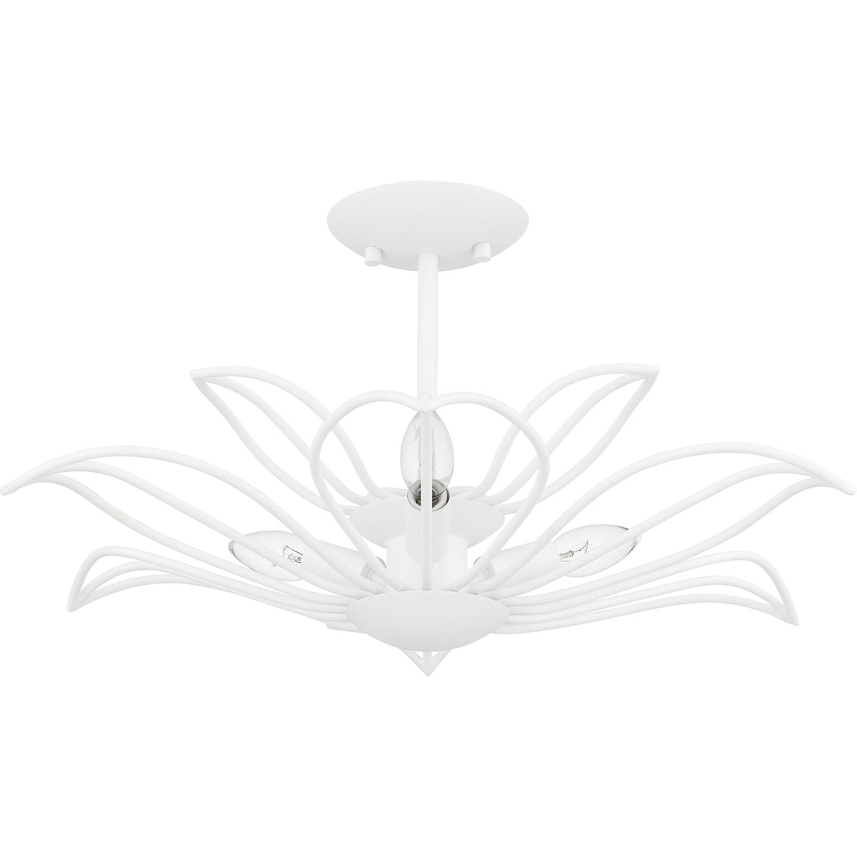 Quoizel Tallulah 22in 3-Light Semi-Flush Mount | Modern Sand White Steel Floral | Bedroom & Hallway Ceiling Light | Model TLH1722SW