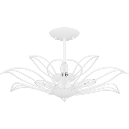 Quoizel Tallulah 22in 3-Light Semi-Flush Mount | Modern Sand White Steel Floral | Bedroom & Hallway Ceiling Light | Model TLH1722SW