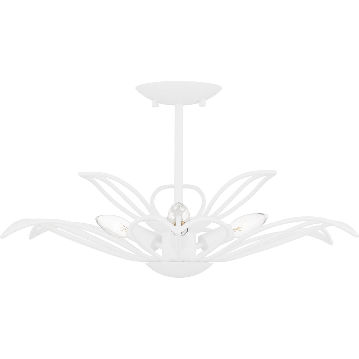 Quoizel Tallulah 22in 3-Light Semi-Flush Mount | Modern Sand White Steel Floral | Bedroom & Hallway Ceiling Light | Model TLH1722SW