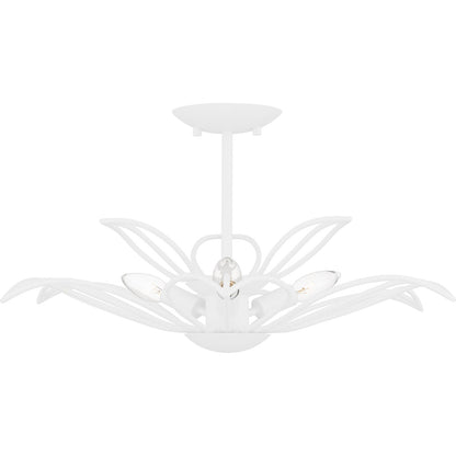Quoizel Tallulah 22in 3-Light Semi-Flush Mount | Modern Sand White Steel Floral | Bedroom & Hallway Ceiling Light | Model TLH1722SW