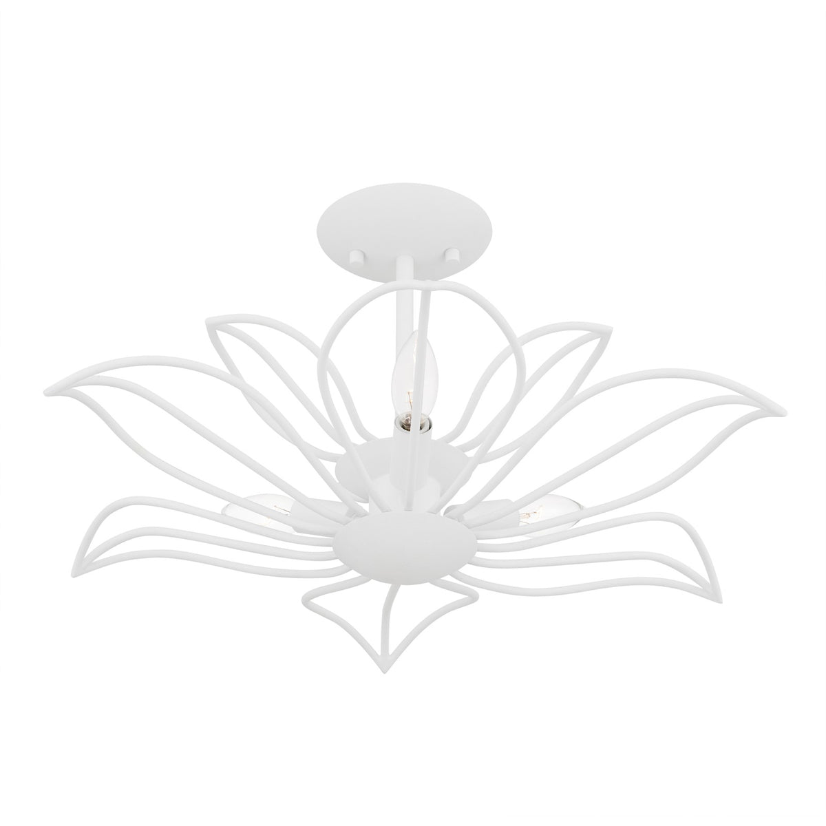 Quoizel Tallulah 22in 3-Light Semi-Flush Mount | Modern Sand White Steel Floral | Bedroom & Hallway Ceiling Light | Model TLH1722SW
