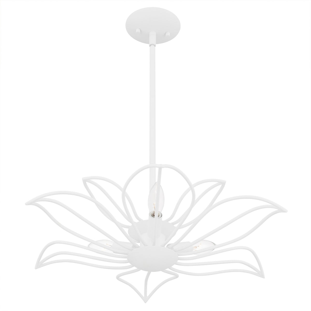 Quoizel Tallulah 22in 3-Light Pendant | Modern Sand White Steel Floral | Dining Room & Kitchen Island | 22 x 22 x 5.75 in | Model TLH2822SW