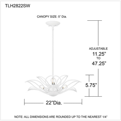 Quoizel Tallulah 22in 3-Light Pendant | Modern Sand White Steel Floral | Dining Room & Kitchen Island | 22 x 22 x 5.75 in | Model TLH2822SW