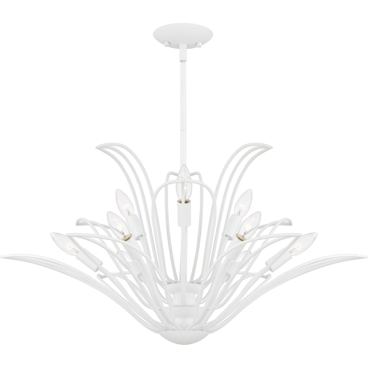 Quoizel Tallulah 32in 9-Light Chandelier | Modern Sand White Steel Floral | Dining Room & Foyer | 32 x 32 x 16 in | Model TLH5032SW
