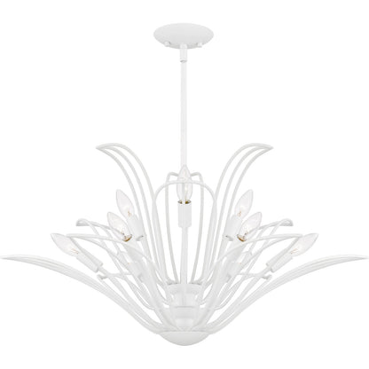 Quoizel Tallulah 32in 9-Light Chandelier | Modern Sand White Steel Floral | Dining Room & Foyer | 32 x 32 x 16 in | Model TLH5032SW