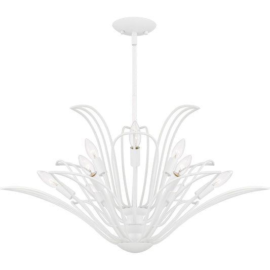 Quoizel Tallulah 32in 9-Light Chandelier | Modern Sand White Steel Floral | Dining Room & Foyer | 32 x 32 x 16 in | Model TLH5032SW