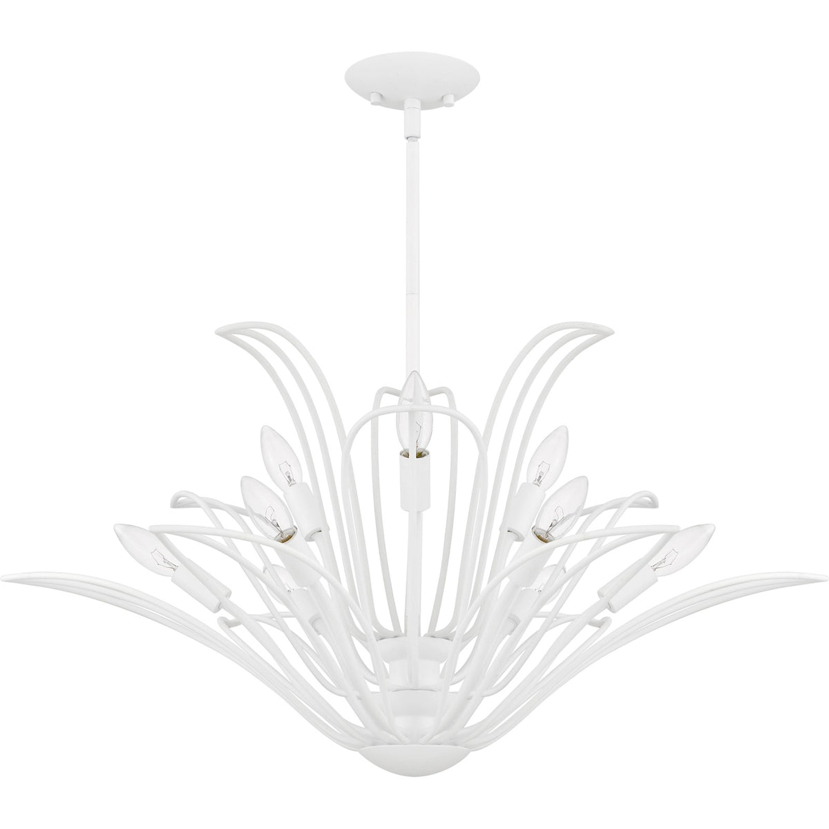 Quoizel Tallulah 32in 9-Light Chandelier | Modern Sand White Steel Floral | Dining Room & Foyer | 32 x 32 x 16 in | Model TLH5032SW