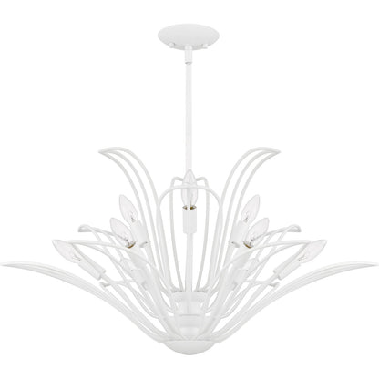 Quoizel Tallulah 32in 9-Light Chandelier | Modern Sand White Steel Floral | Dining Room & Foyer | 32 x 32 x 16 in | Model TLH5032SW