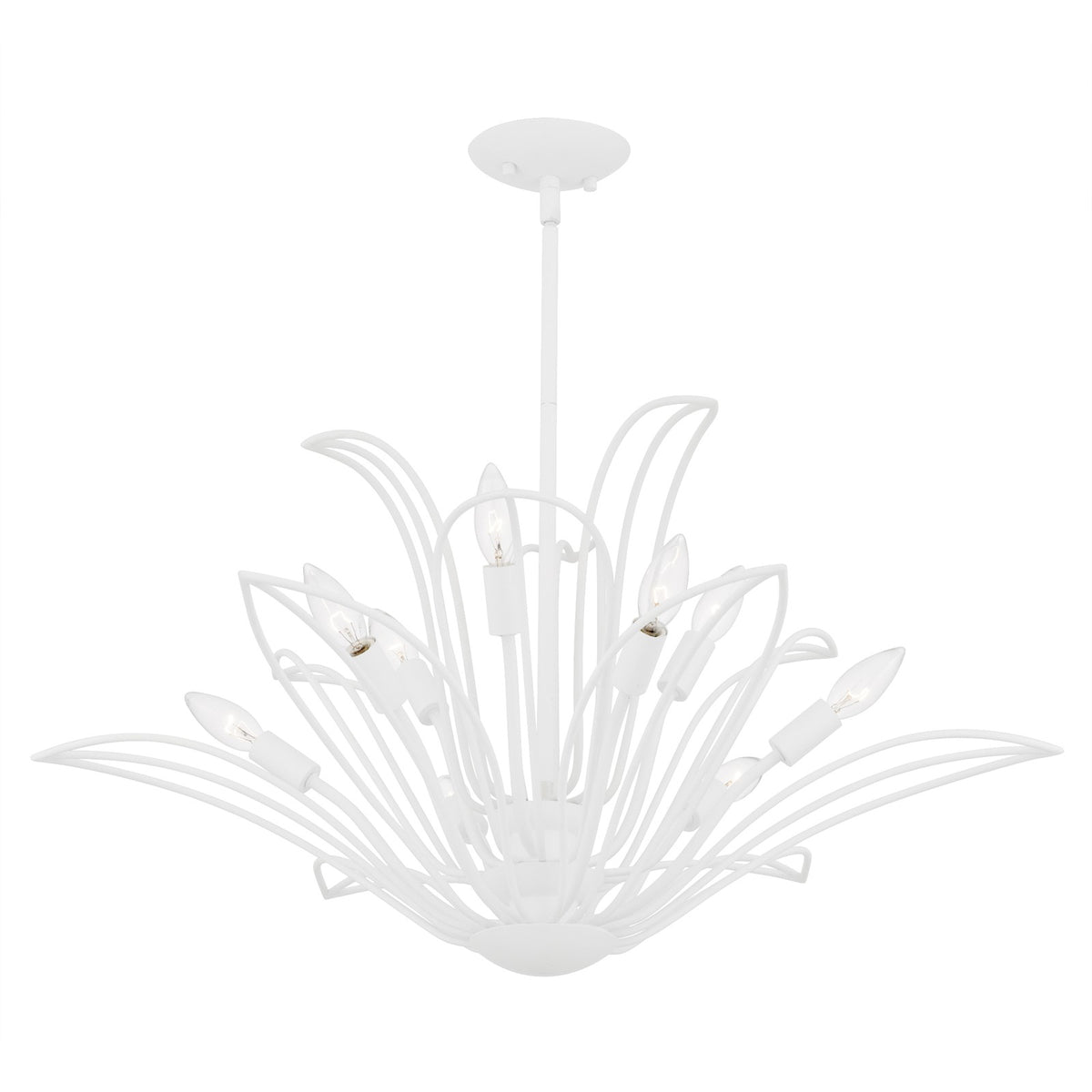 Quoizel Tallulah 32in 9-Light Chandelier | Modern Sand White Steel Floral | Dining Room & Foyer | 32 x 32 x 16 in | Model TLH5032SW