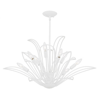 Quoizel Tallulah 32in 9-Light Chandelier | Modern Sand White Steel Floral | Dining Room & Foyer | 32 x 32 x 16 in | Model TLH5032SW