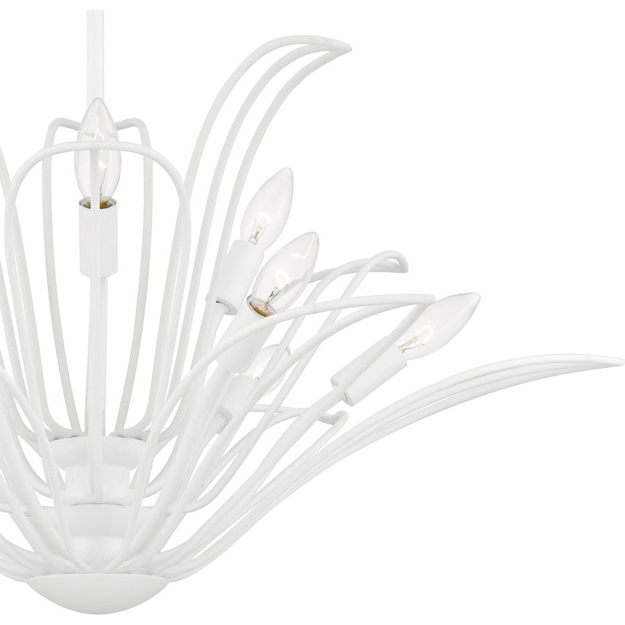 Quoizel Tallulah 32in 9-Light Chandelier | Modern Sand White Steel Floral | Dining Room & Foyer | 32 x 32 x 16 in | Model TLH5032SW