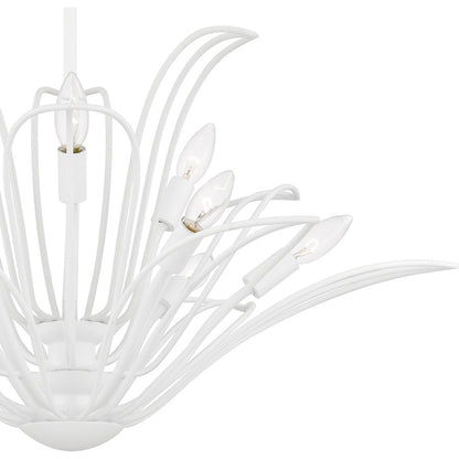 Quoizel Tallulah 32in 9-Light Chandelier | Modern Sand White Steel Floral | Dining Room & Foyer | 32 x 32 x 16 in | Model TLH5032SW