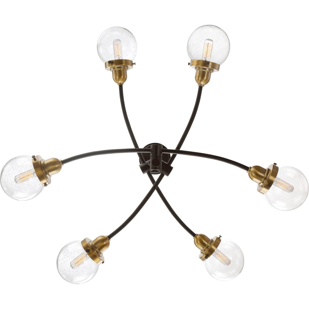 Quoizel Trance 34in 6-Light Chandelier | Industrial Western Bronze and Clear Seedy Glass | Dining Room & Foyer | 34 x 34 x 10.5 in | Model TNC5006WT