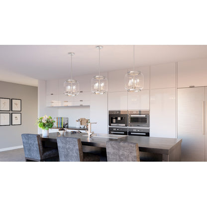 Quoizel Tapley 3 Light Mini Pendant, Polished Nickel/Clear