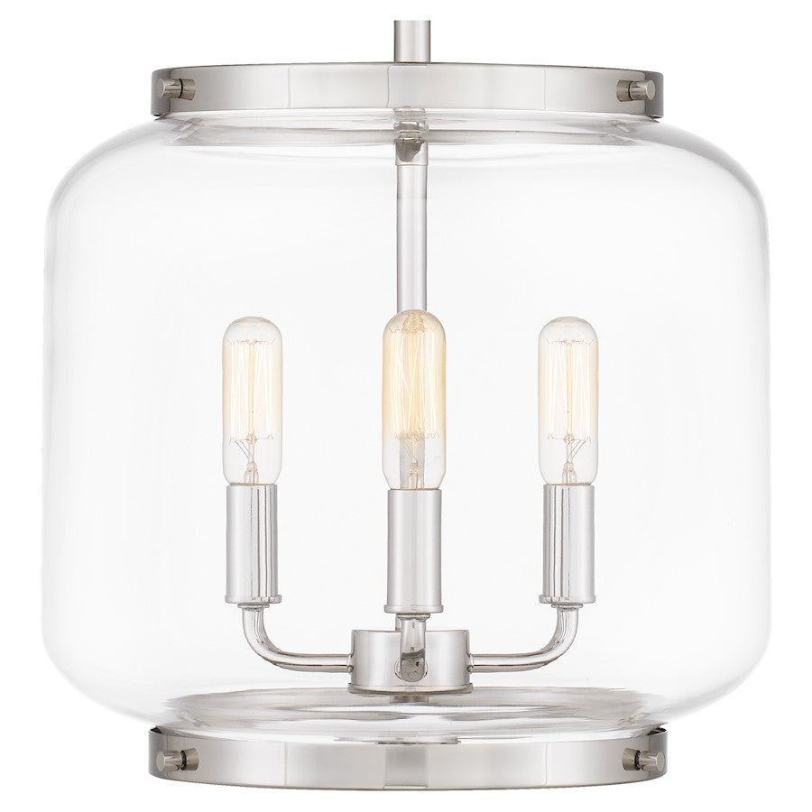 Quoizel Tapley 3 Light Mini Pendant, Polished Nickel/Clear