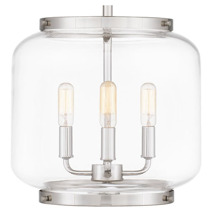 Quoizel Tapley 3 Light Mini Pendant, Polished Nickel/Clear