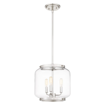 Quoizel Tapley 3 Light Mini Pendant, Polished Nickel/Clear