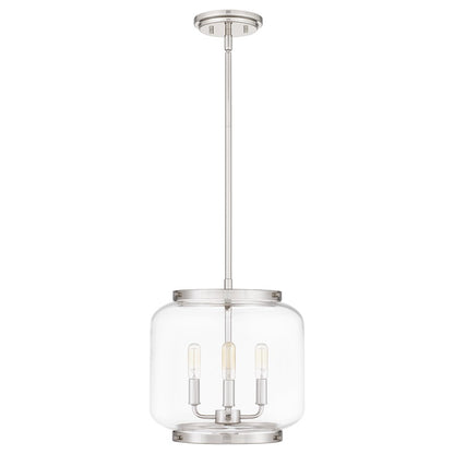 Quoizel Tapley 3 Light Mini Pendant, Polished Nickel/Clear