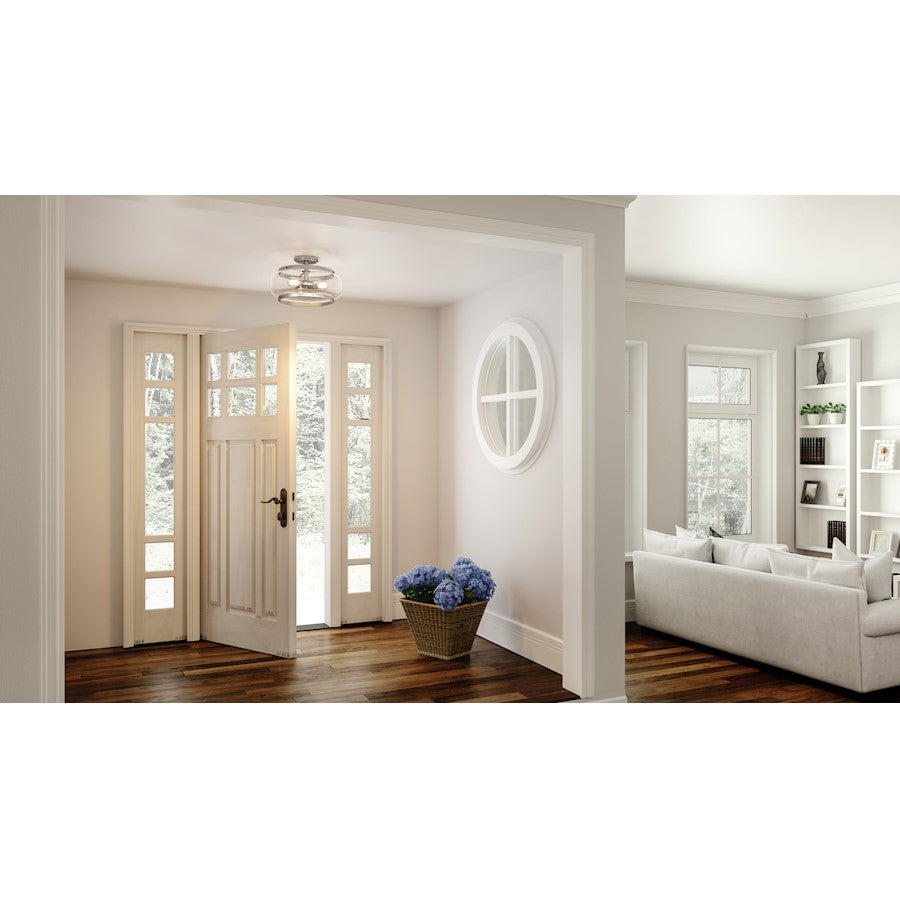 Quoizel Tapley 3 Light Semi-Flush Mount, Polished Nickel/Clear