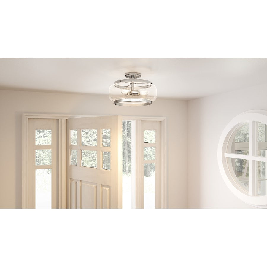 Quoizel Tapley 3 Light Semi-Flush Mount, Polished Nickel/Clear
