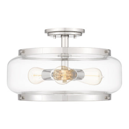 Quoizel Tapley 3 Light Semi-Flush Mount, Polished Nickel/Clear