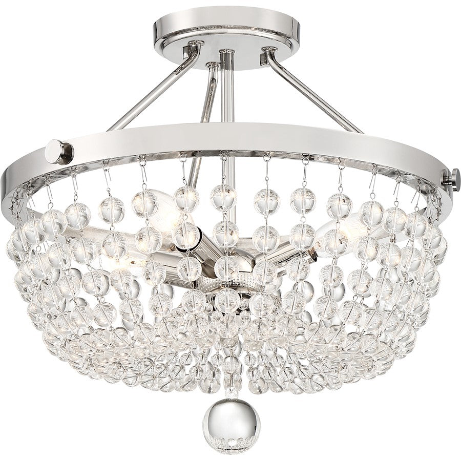 Quoizel Teresa 4 Light Semi-Flush Mount, Polished Nickel