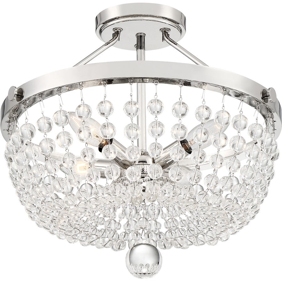 Quoizel Teresa 4 Light Semi-Flush Mount, Polished Nickel