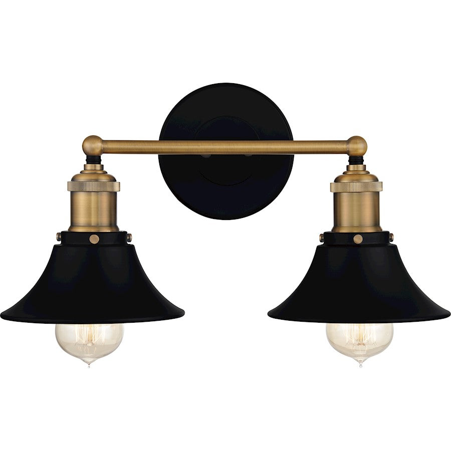 Quoizel Trafalgar 2 Light Bath Vanity, Matte Black/Metal