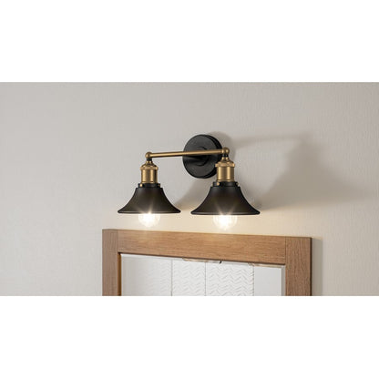 Quoizel Trafalgar 2 Light Bath Vanity, Matte Black/Metal