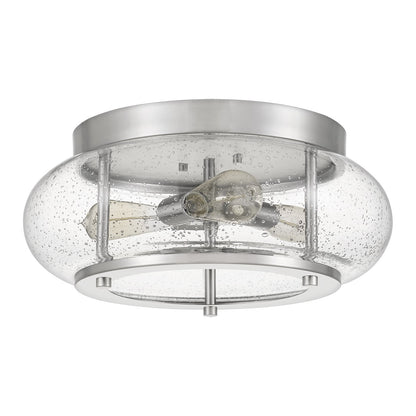 Quoizel Trilogy 16in 3-Light Flush Mount | Industrial Brushed Nickel and Clear Seedy Glass | Kitchen & Entryway | 16 x 16 x 7 in | Model TRG1616BN