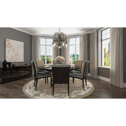 Quoizel Trilogy 26in 5-Light Chandelier | Industrial Old Bronze and Clear Seedy Glass | Dining Room & Foyer | 26.25 x 26.25 x 19 in | Model TRG5105OZ