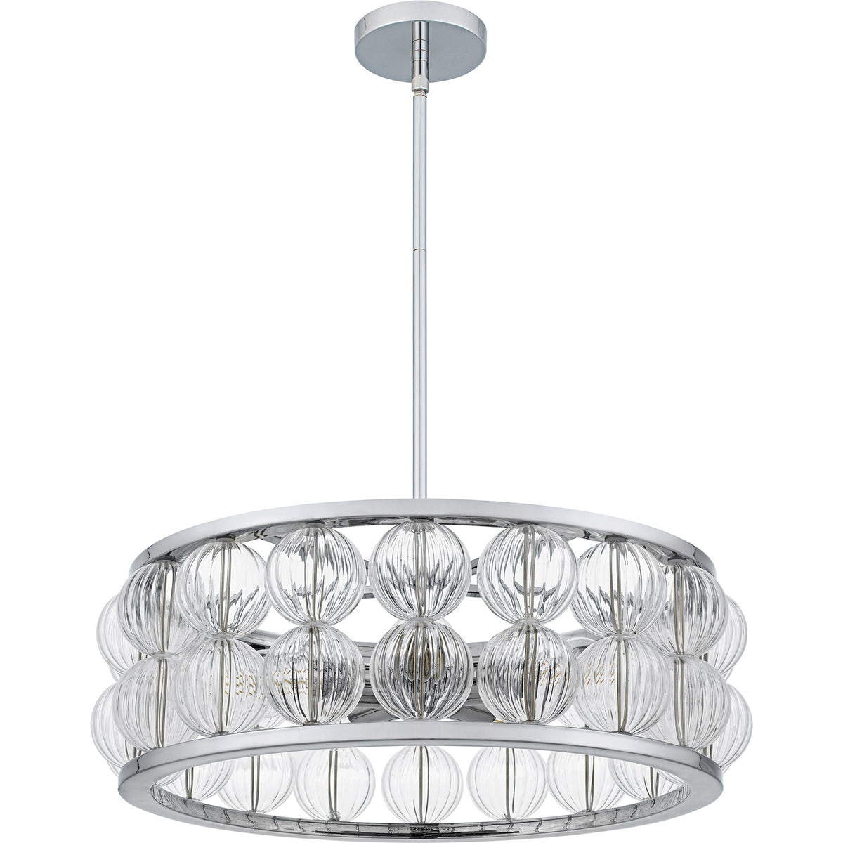 Quoizel Terrarock 23in 5-Light Pendant | Glam Polished Chrome and Clear Ribbed Glass | Kitchen Island & Dining Room | Model TRK2823C