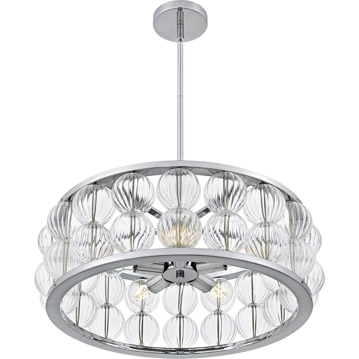 Quoizel Terrarock 23in 5-Light Pendant | Glam Polished Chrome and Clear Ribbed Glass | Kitchen Island & Dining Room | Model TRK2823C