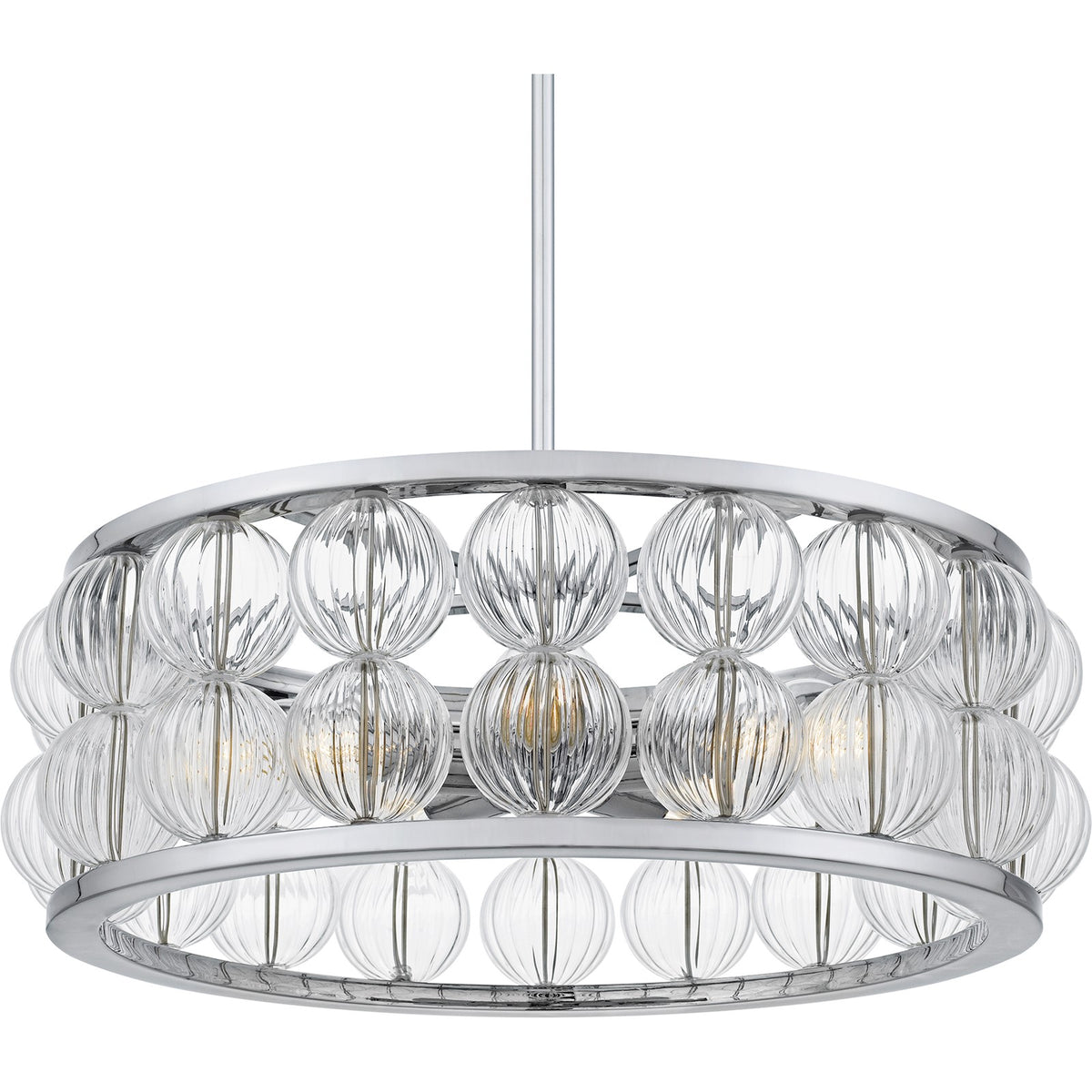 Quoizel Terrarock 23in 5-Light Pendant | Glam Polished Chrome and Clear Ribbed Glass | Kitchen Island & Dining Room | Model TRK2823C