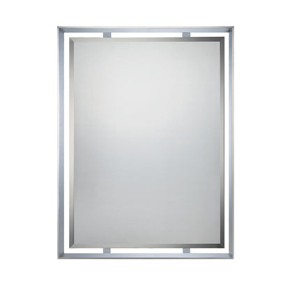 Quoizel Ritz 26 x 34in Rectangular Wall Mirror | Polished Chrome Steel Frame, Beveled Glass | Entryway & Bathroom Vanity | Model UPRZ53426C